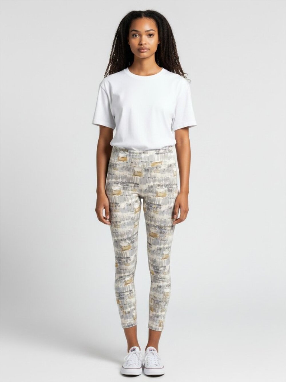 Mono B Abstract Print High Rise Cropped Leggings Size Large